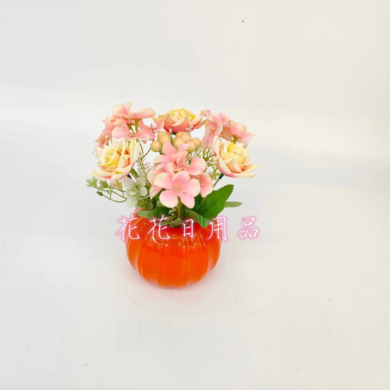 Artificial Flower Fake Flower Bonsai New Plastic Basin Horn Rose Fruit Decoration Pieces details Picture