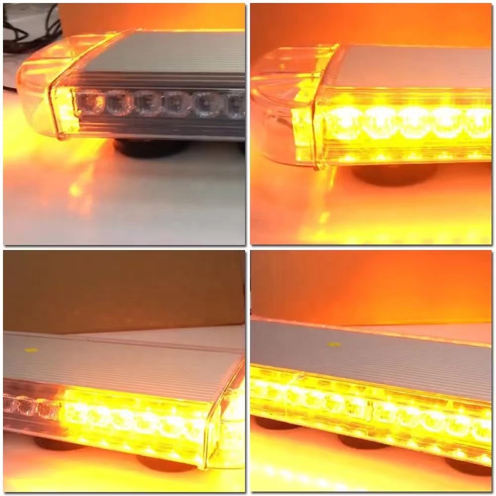 Car LED warning light, ceiling-mounted strong magnetic flashing light, yellow signal light, 48W emergency alarm light details Picture