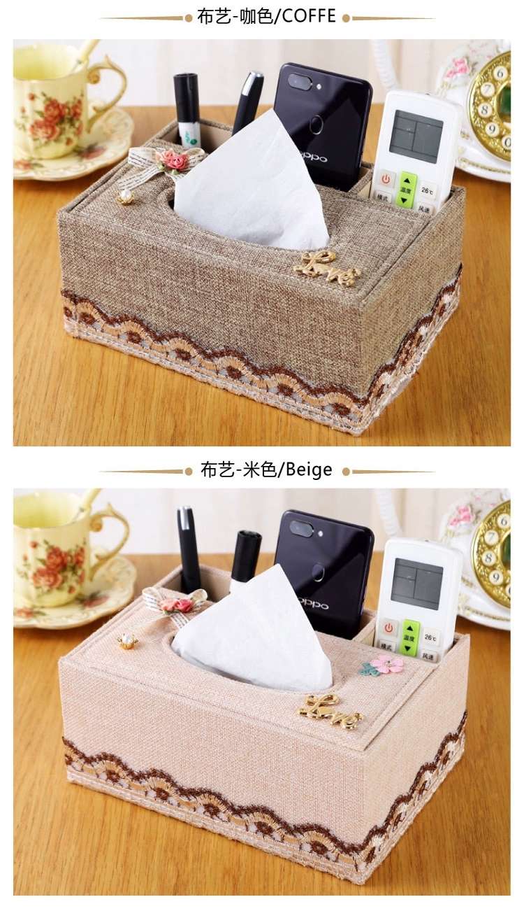Fabric remote control storage box, tissue box, tissue box, multi-functional and simple home coffee table, desktop, hotel tissue box detail image 7