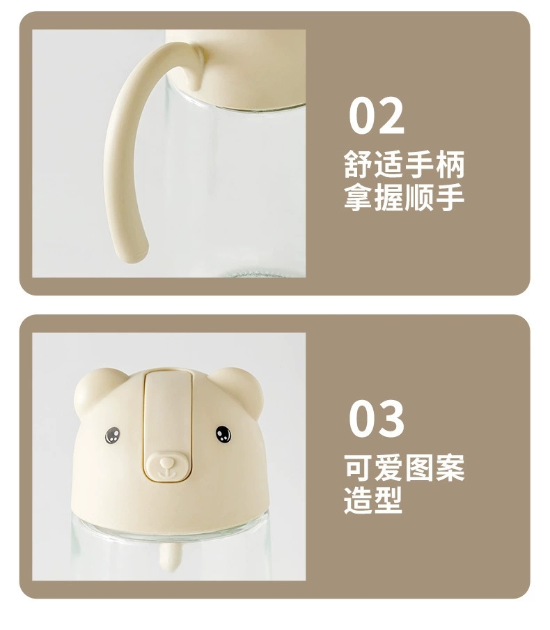 C89- Little Bear Oil Pot Glass Automatic Opening and closing, no oil sticking, leak-proof, household food-grade kitchen seasoning bottle, vinegar pot, oil pot detail image 15