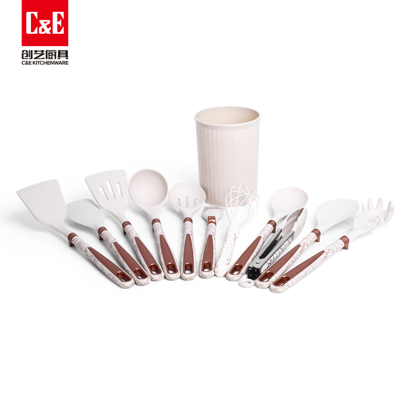 C&E Creative Kitchenware 12-piece set: Spatulas, spoons, rice noodle steaks, food tongs, egg beater with storage bucket, kitchen and household, factory wholesale pic 4