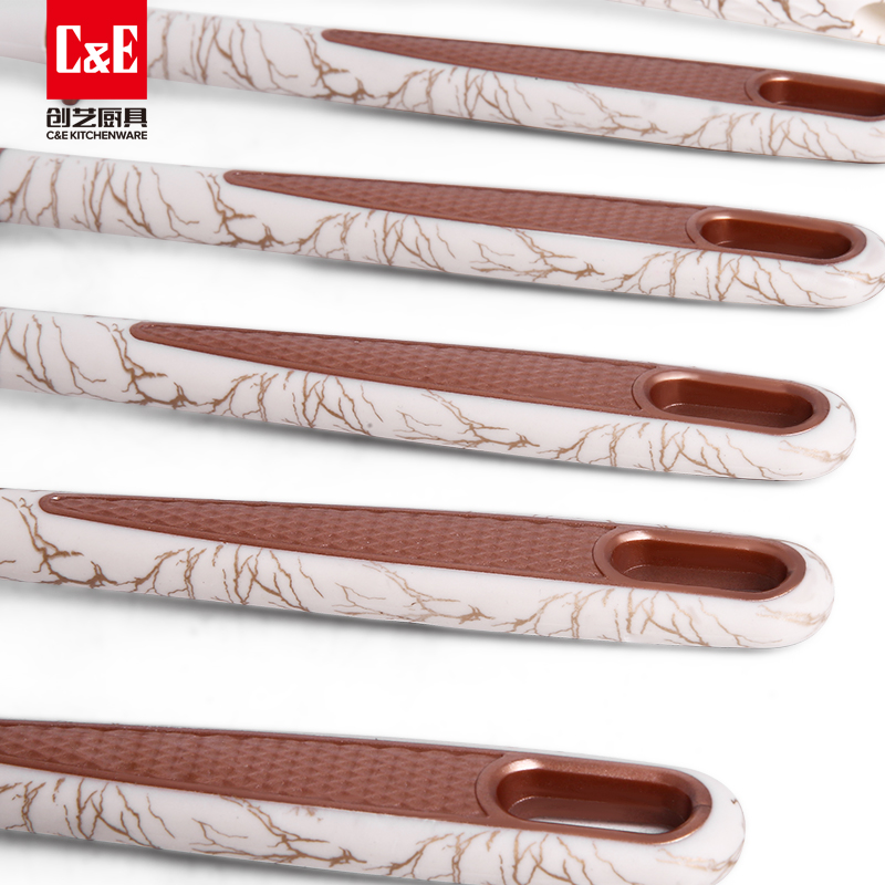 C&E Creative Kitchenware 12-piece set: Spatulas, spoons, rice noodle steaks, food tongs, egg beater with storage bucket, kitchen and household, factory wholesale Application Scenario