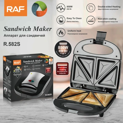 RAF European-standard cross-border household double-sided breakfast machine, waffle heating cake machine, sandwich machine, multi-functional light food R.582S thumbnail