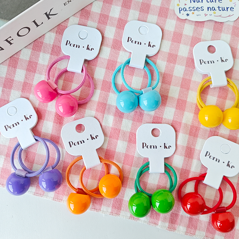 New cute and colorful round bean children's hair tie and hair band, high ponytail, high elasticity, no damage to hair Application Scenario