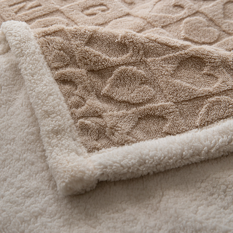 DB Home Textiles Winter Thickened Double-layer jacquard flannel blanket, Nordic-style heart-shaped Tave fleece cotton fleece blanket wholesale details Picture