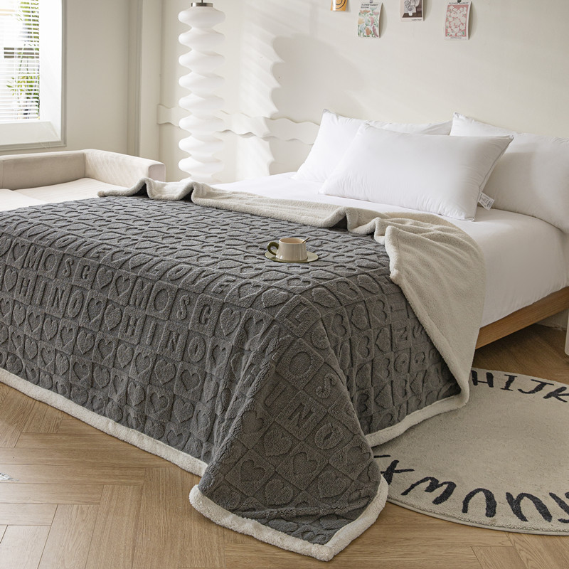 DB Home Textiles Winter Thickened Double-layer jacquard flannel blanket, Nordic-style heart-shaped Tave fleece cotton fleece blanket wholesale Item Picture