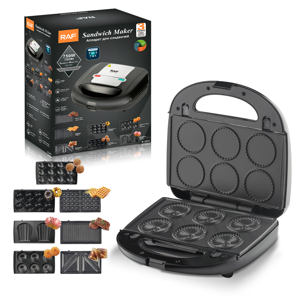 RAF European-standard cross-border seven-in-one sandwich machine, breakfast machine, Double-sided heating, multi-functional toaster and waffle maker R.2691 details Picture