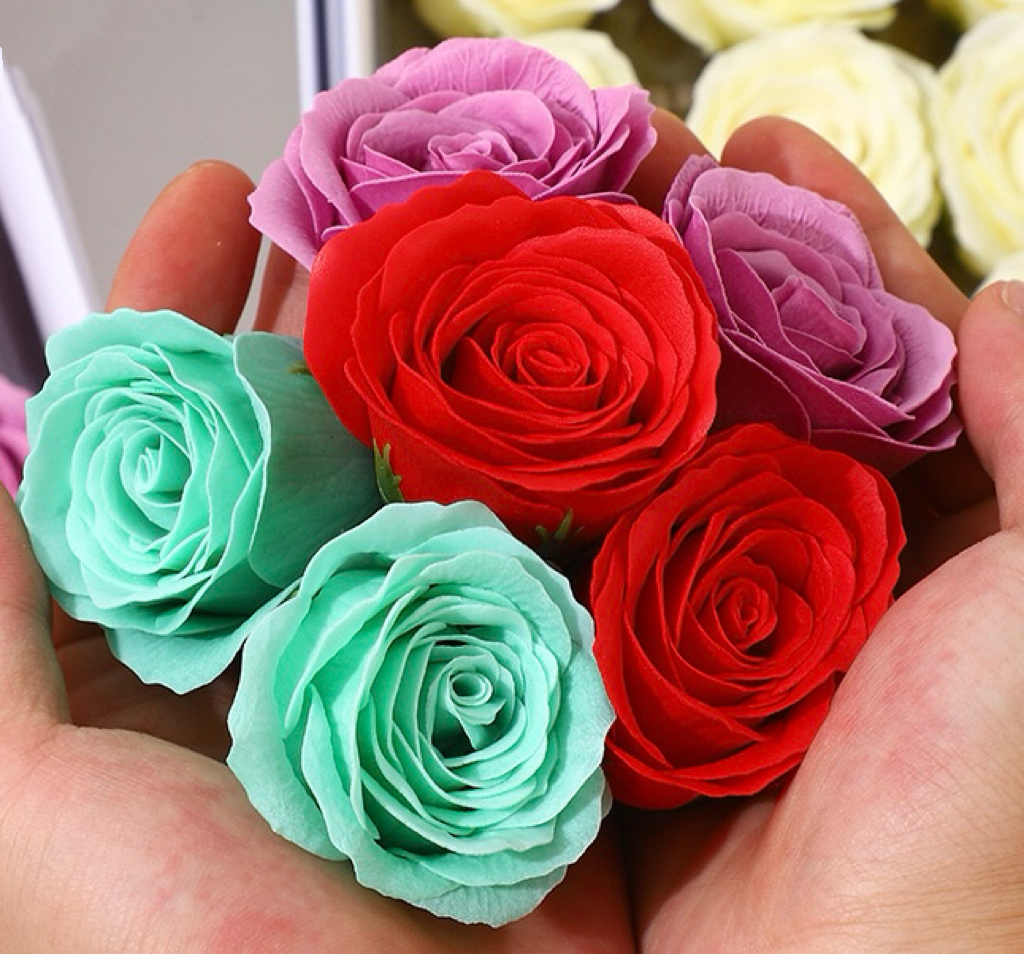 Artificial flower awakening rose soap flower head, diy flower bouquet gift, semi-finished flower art material soap flower head