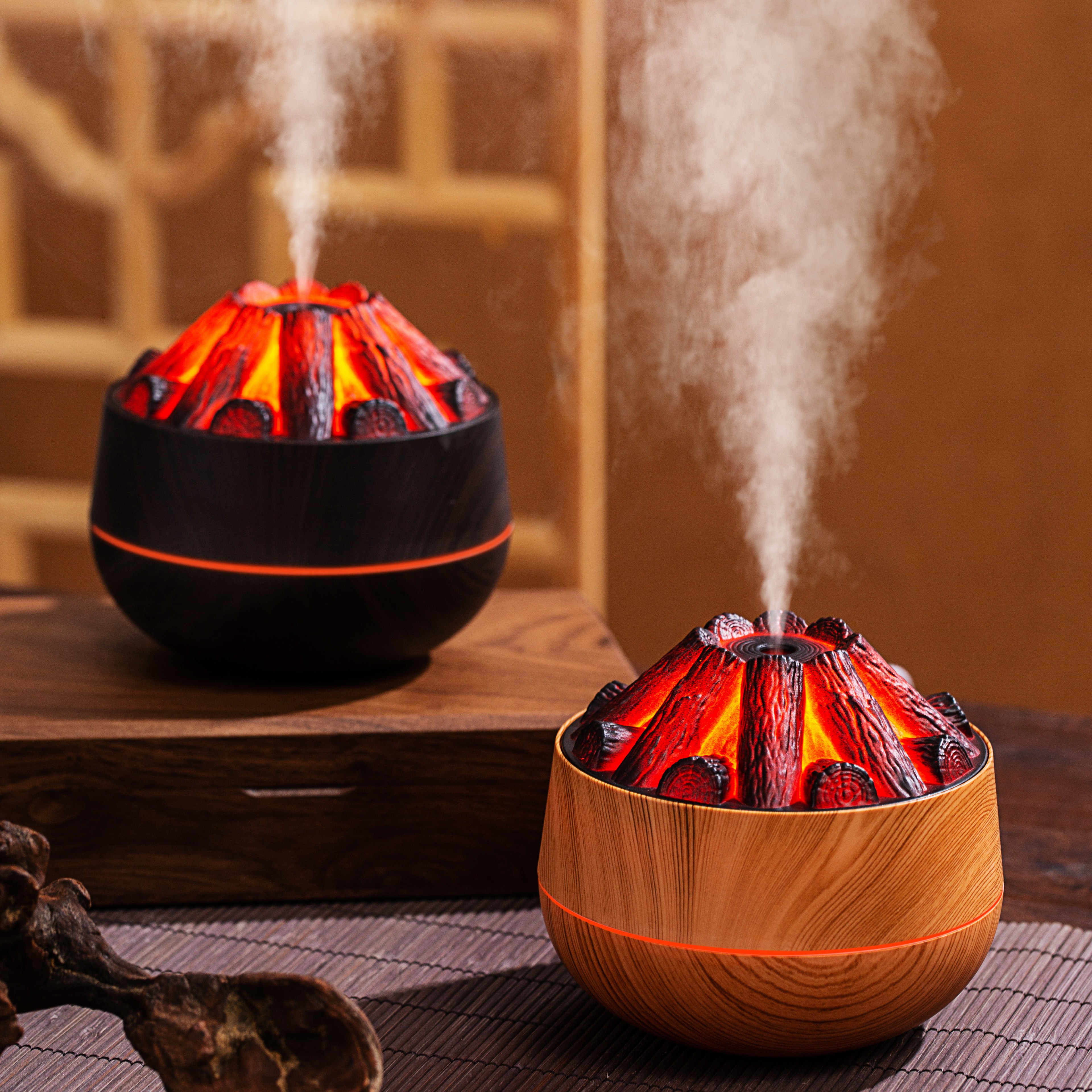 Humo de carbón simulación de fuego aromático difusor de aroma hoguera humidificador oficina dormitorio pequeño 5V volcano humidificador