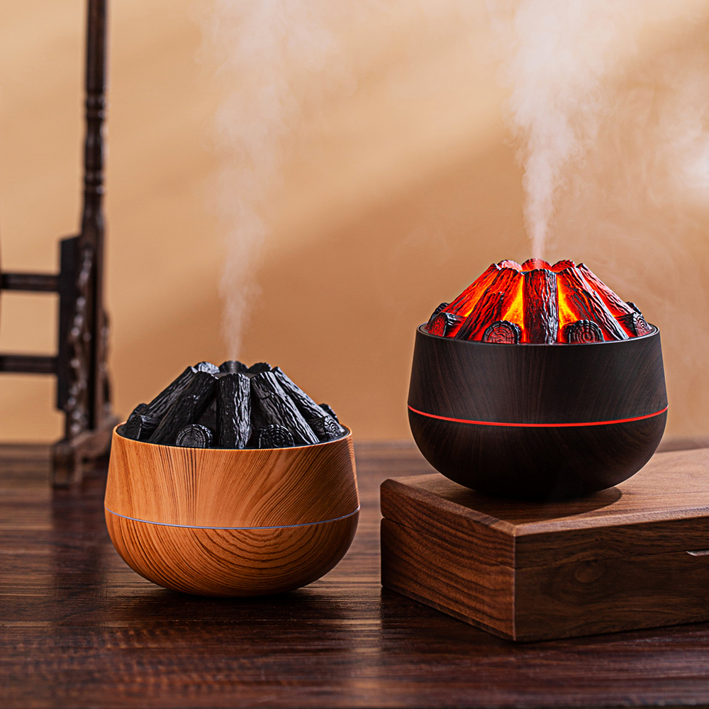 Humo de carbón simulación de fuego aromático difusor de aroma hoguera humidificador oficina dormitorio pequeño 5V volcano humidificador Specification image