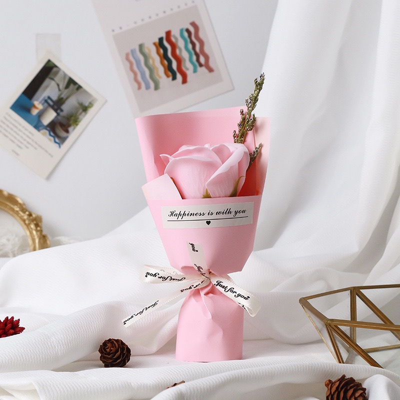 外贸迷你小花束玫瑰香皂花干花小花束情人节七夕送女友礼物伴手礼创意礼品香皂花单支批发肥皂花七夕情人节礼品产品图