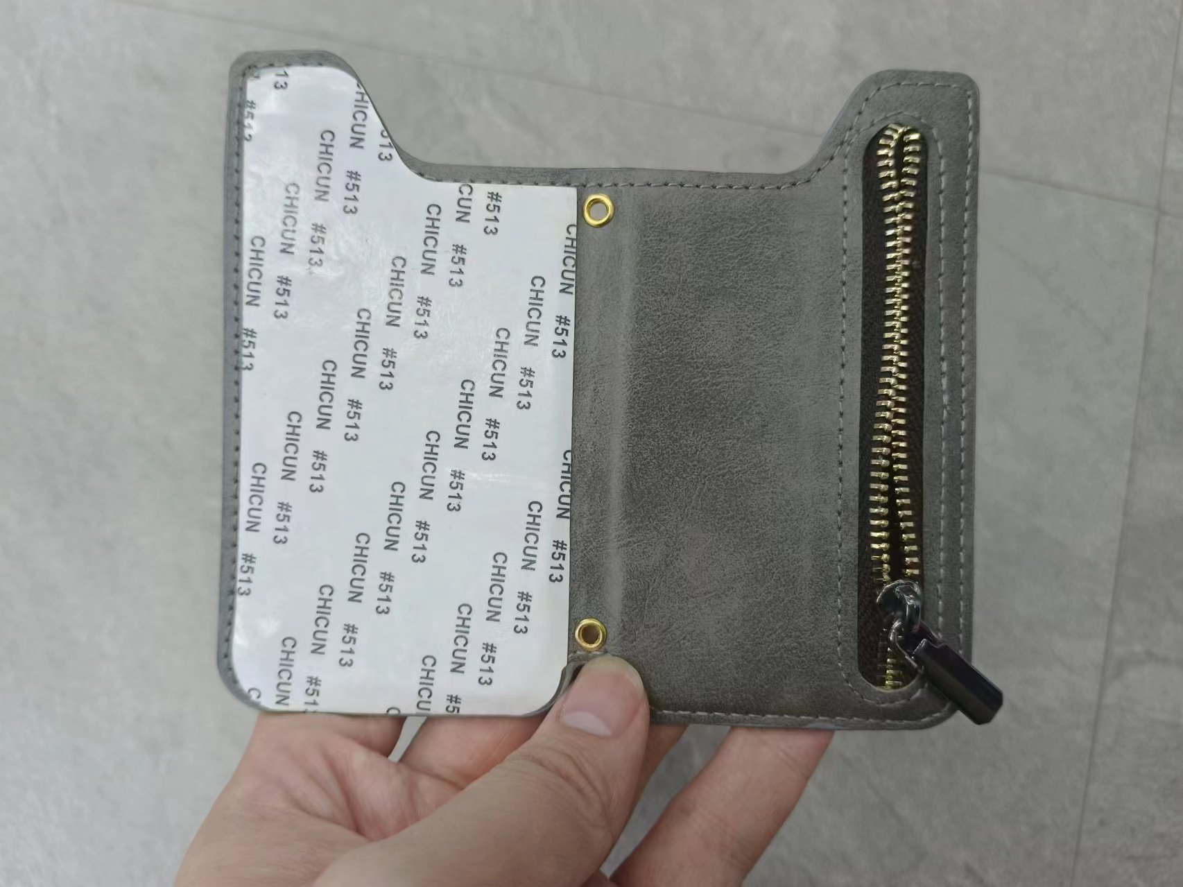Back sticker multi-functional leather-textured card case Application Scenario