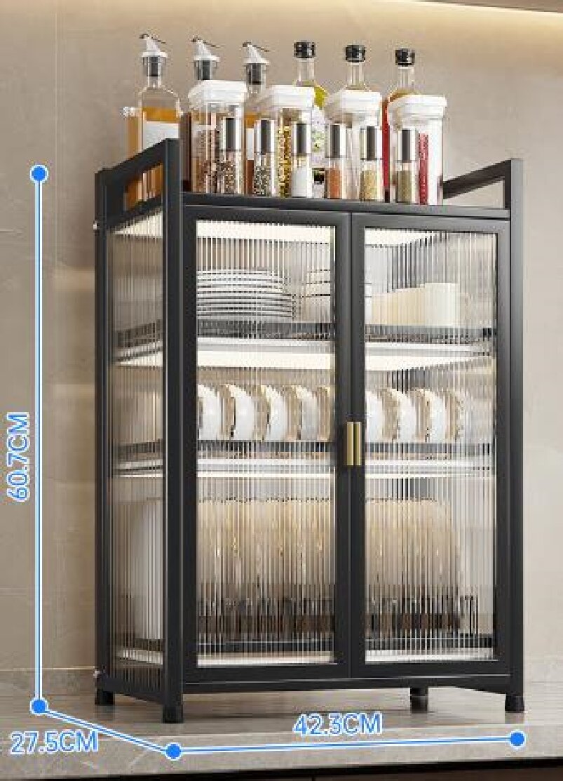 Black/white cabinet-style four-layer bowl rack