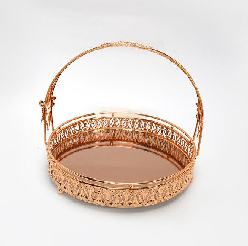 电泳金小号提手圆篮