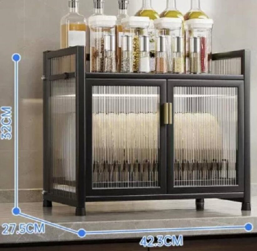 Black/white cabinet-style double-layer bowl rack