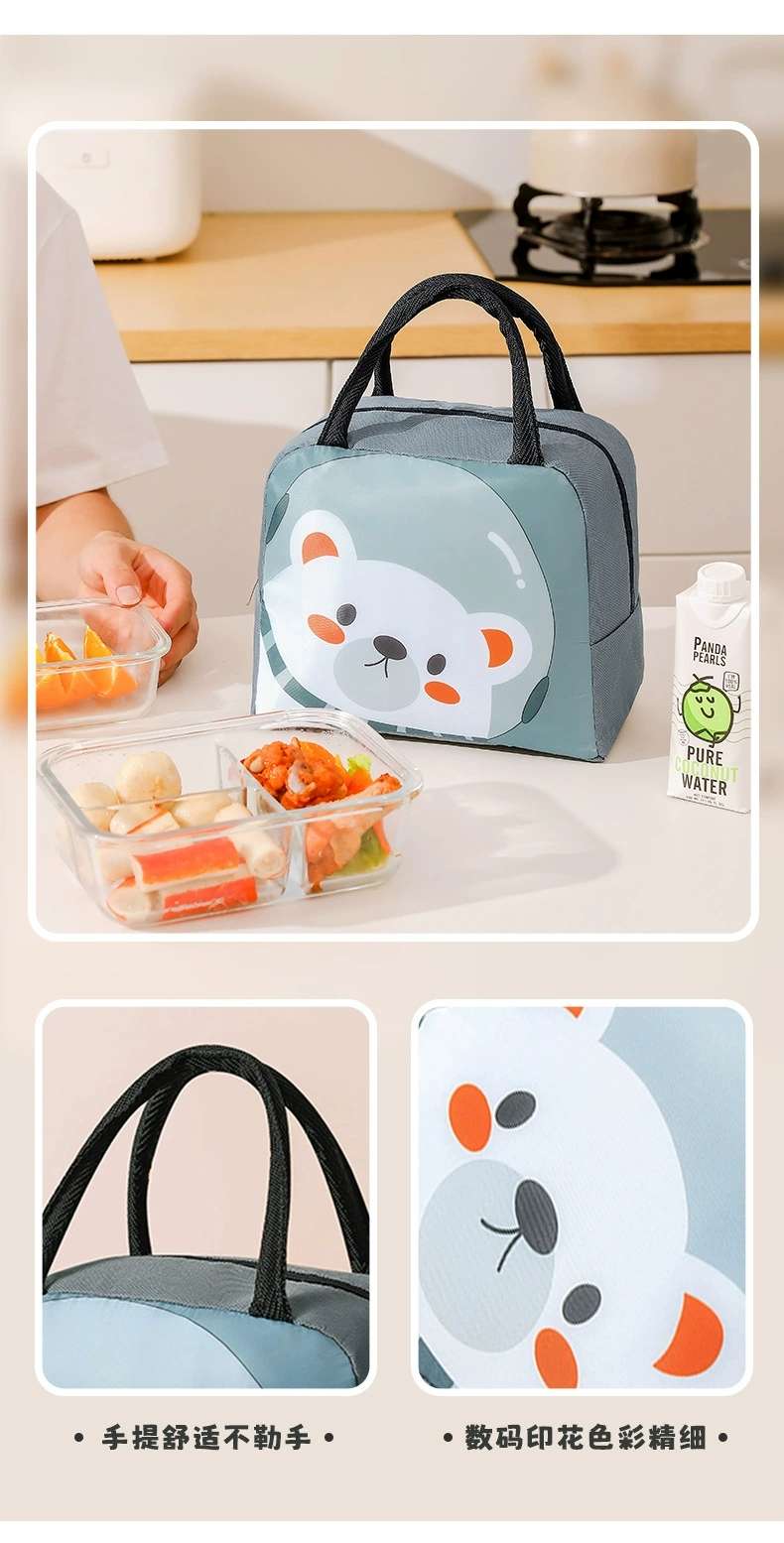 New children's hand-held lunch box bags, cute cartoon bento bags, student lunch bags, insulated bento bags detail image 2