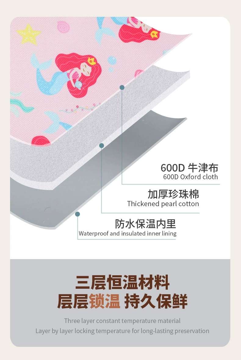This is a best-selling product in foreign trade, a children's cartoon lunch bag that can be crossed diagonally. It has a large capacity and is a hand-held insulated bag for students to carry food when going out detail image 4