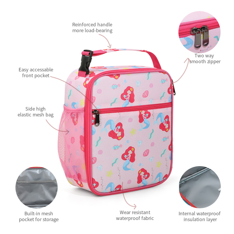 This is a best-selling product in foreign trade, a children's cartoon lunch bag that can be crossed diagonally. It has a large capacity and is a hand-held insulated bag for students to carry food when going out detail image 16