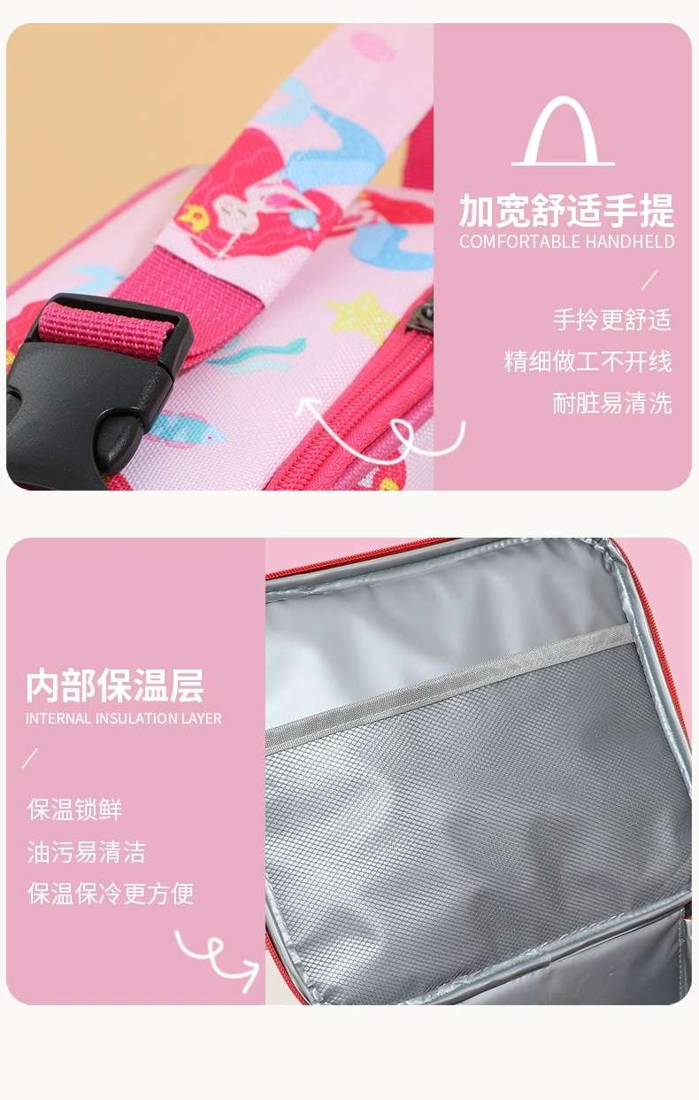 This is a best-selling product in foreign trade, a children's cartoon lunch bag that can be crossed diagonally. It has a large capacity and is a hand-held insulated bag for students to carry food when going out detail image 1