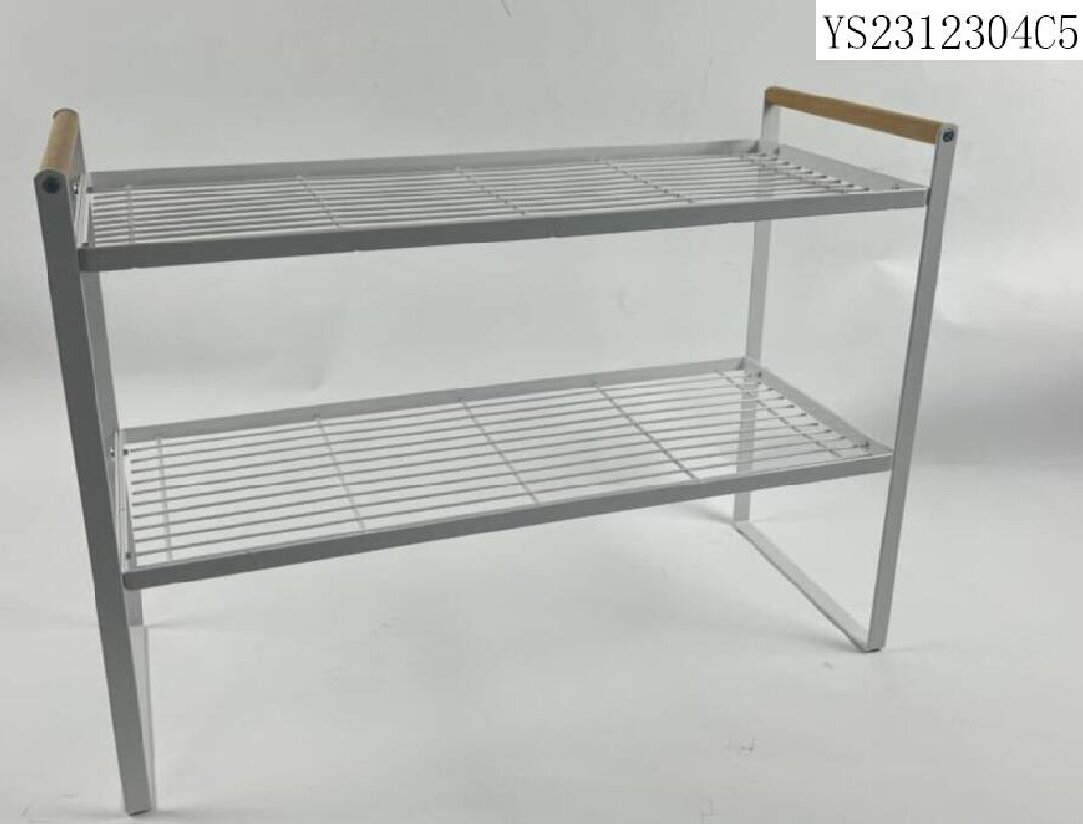 Large double-layer storage rack in black and white