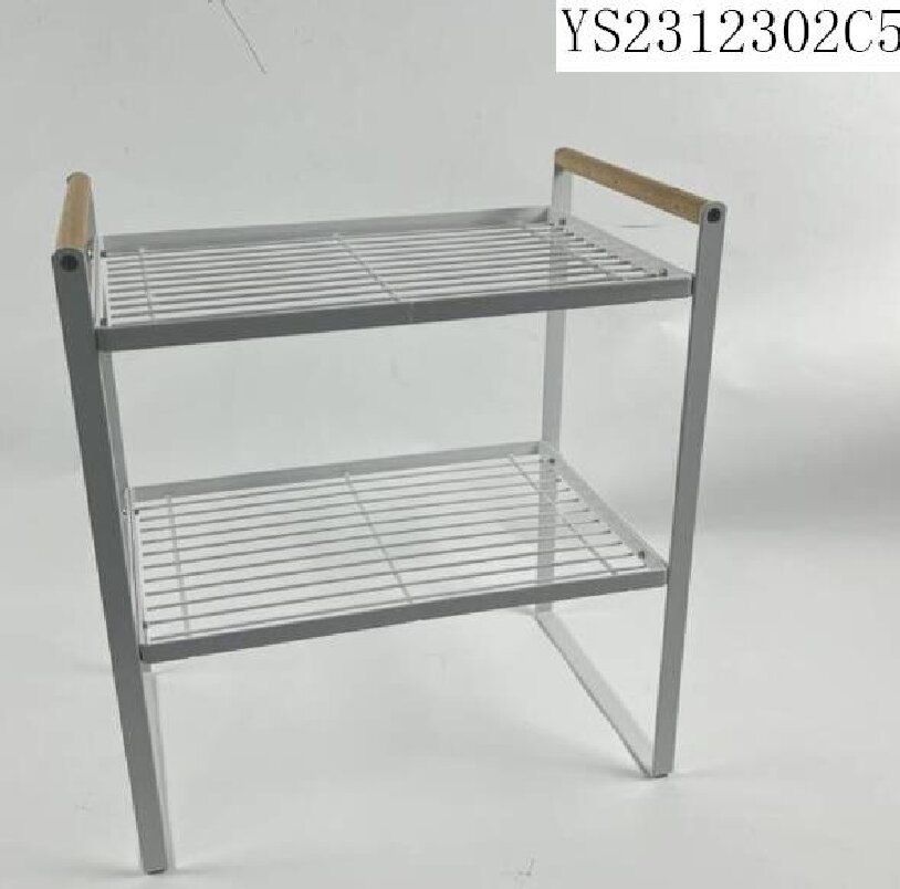 Black and white small double-layer storage rack
