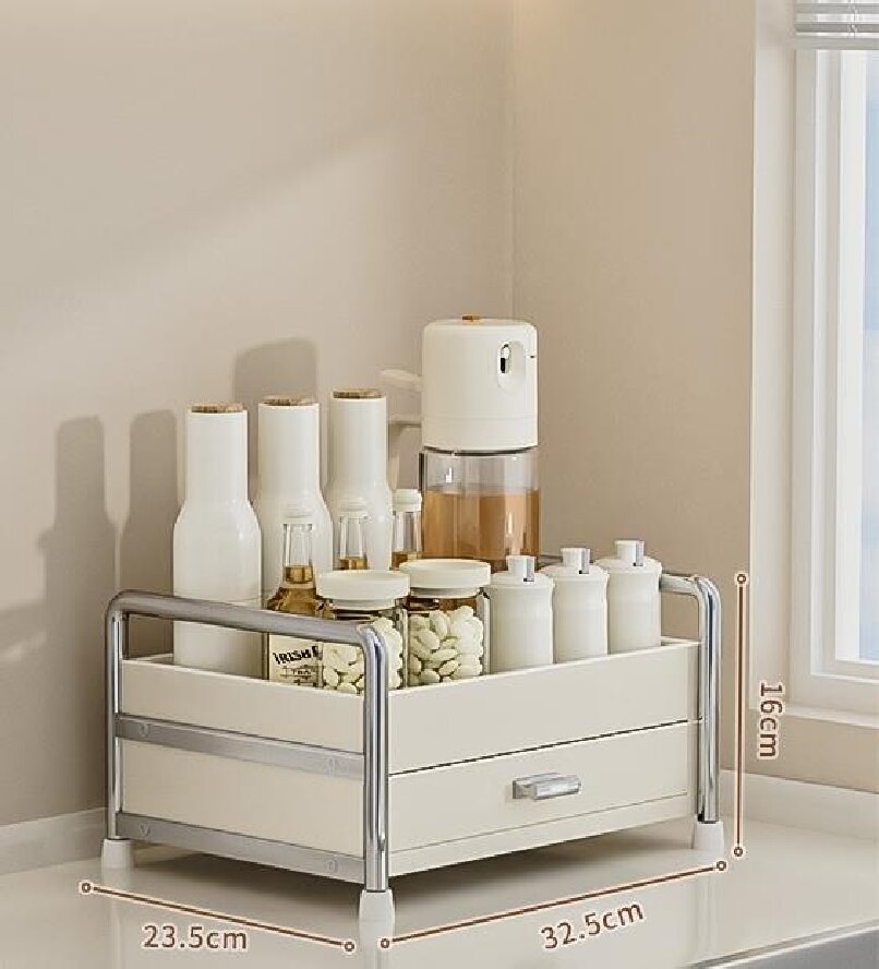 Creamy white single-layer seasoning rack