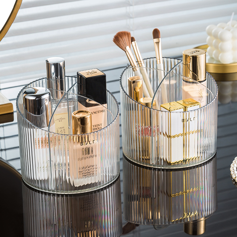 L87-LY012 Desktop cosmetics storage box, transparent plastic box, compartments for dormitory makeup brush bucket and pen holder