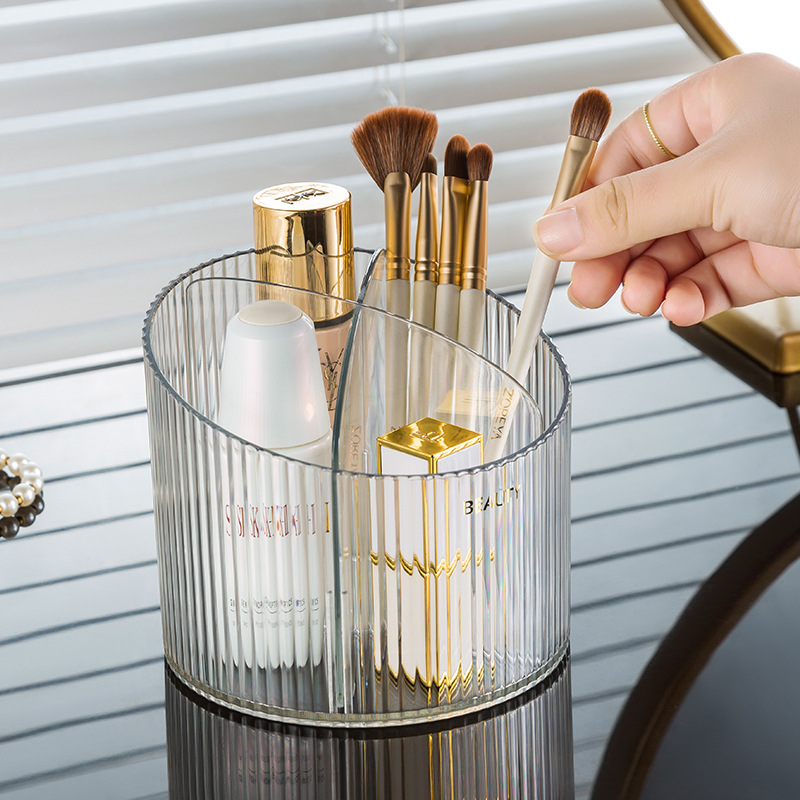 L87-LY012 Desktop cosmetics storage box, transparent plastic box, compartments for dormitory makeup brush bucket and pen holder details Picture
