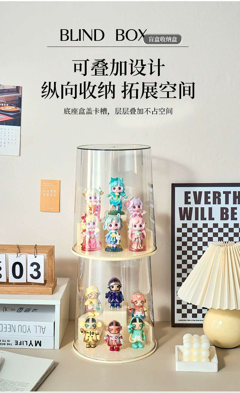 Y125-80盲盒收纳展示架泡泡玛特展示盒公仔玩偶亚克力透明防尘柜泡泡玛特盲盒详情图6