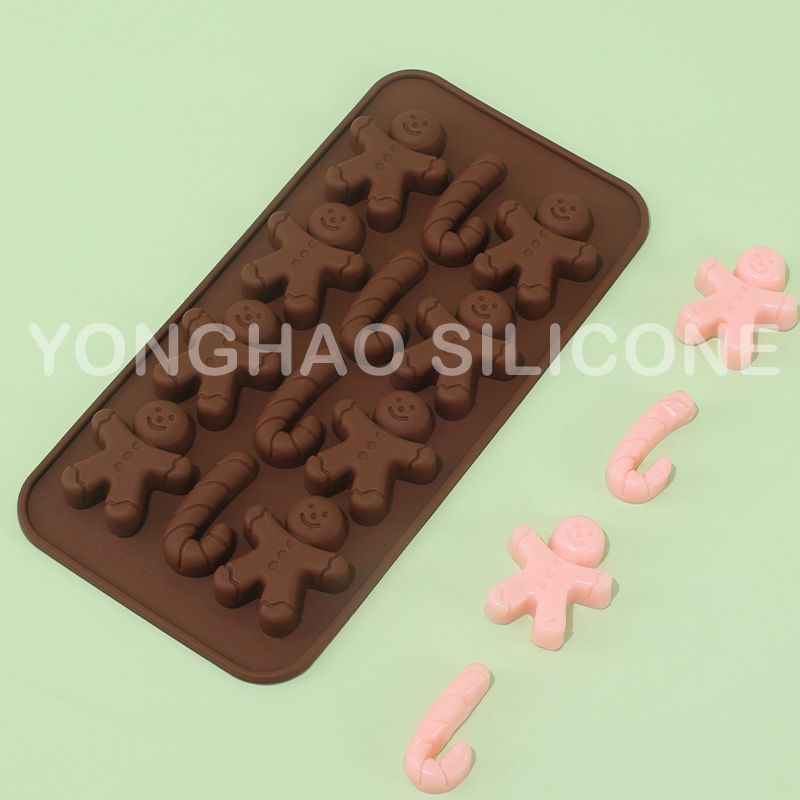 食品级硅胶耐高温巧克力模圣诞节情人节庆典糕点装饰人形酱姜饼娃娃圣诞节DIY烘焙模具
