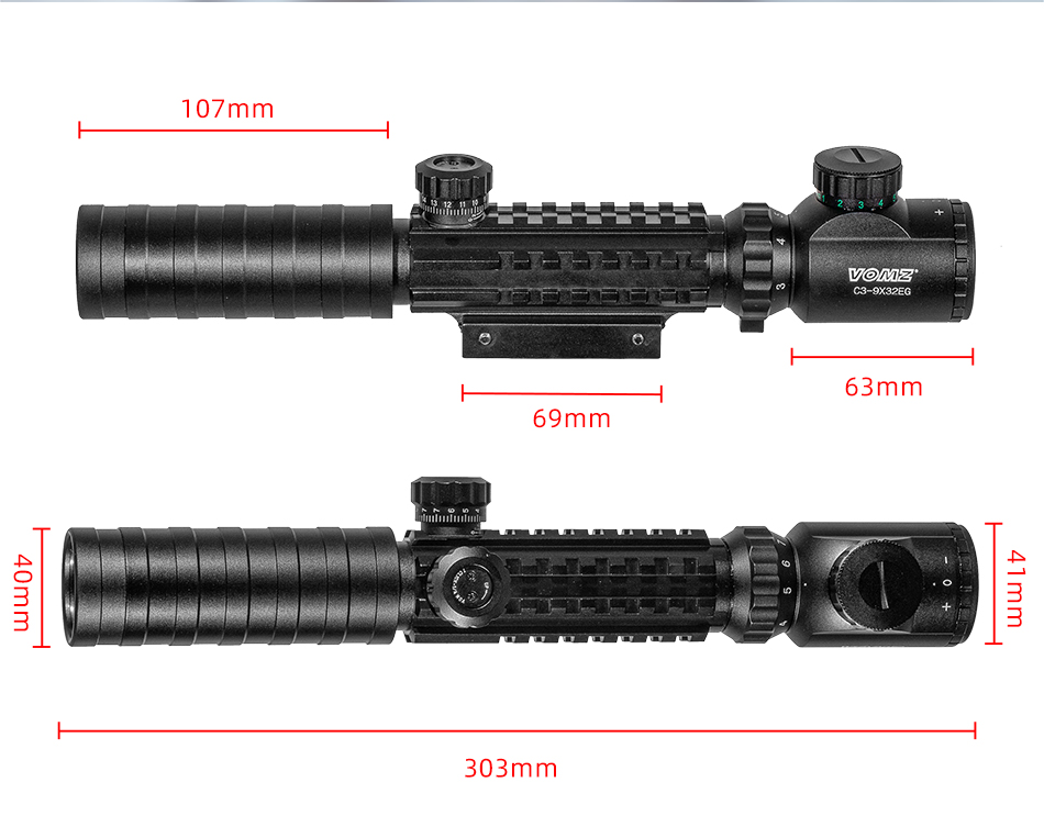 3108 火狼 VOMZ 3-9X32鱼骨瞄五线船型分化变倍高清瞄准器瞄准镜十字镜详情4