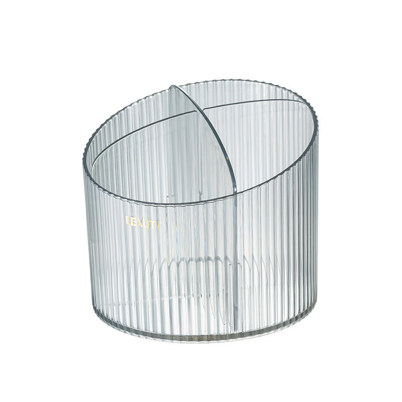 L87-LY012 Desktop cosmetics storage box, transparent plastic box, compartments for dormitory makeup brush bucket and pen holder Item Picture