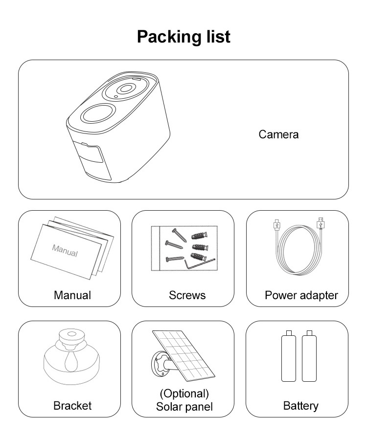 2MP家用无线WiFi电池低功耗摄像头太阳能户外防水免 插电门口监控详情14