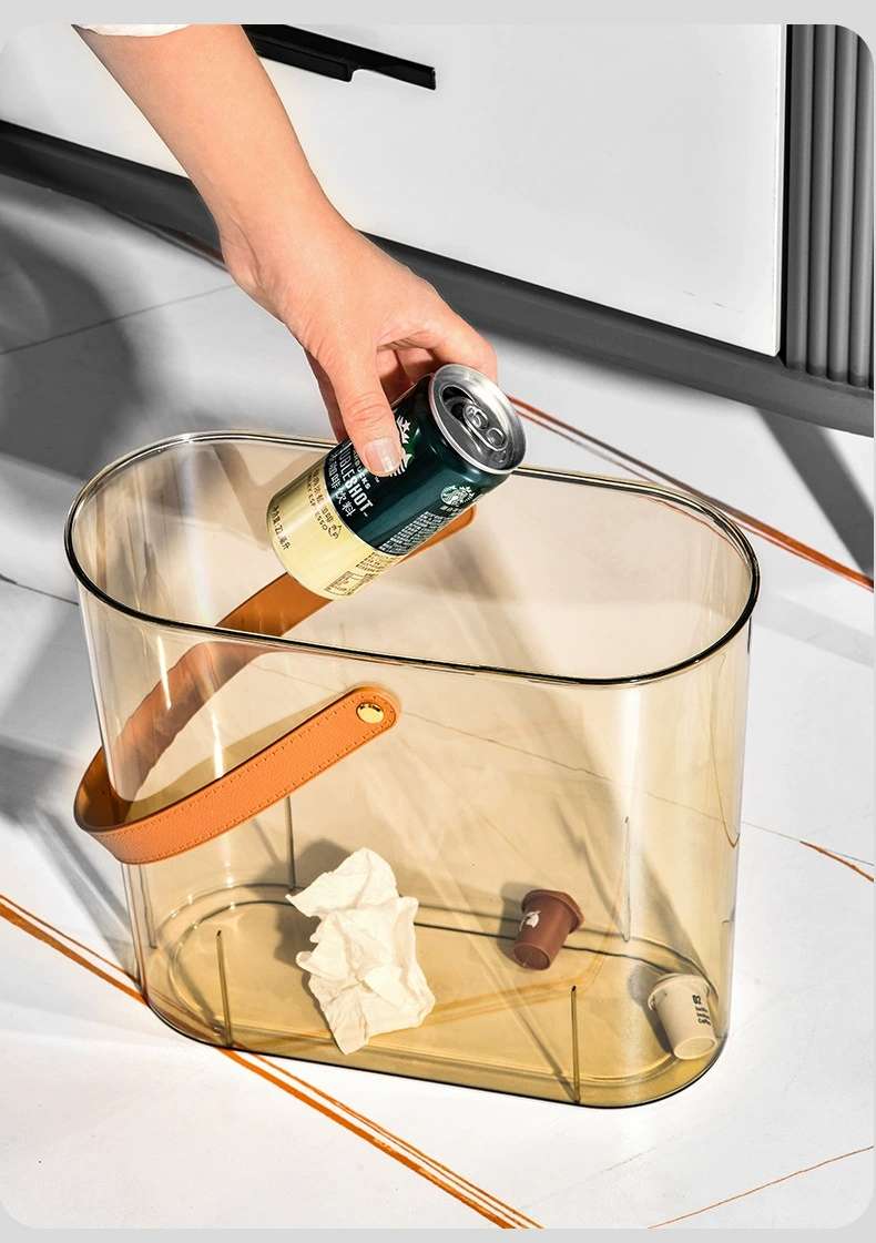 Y125-8036 New model slit transparent trash can, household wastebasket, kitchen garbage bin, narrow bucket, toilet sanitary bucket, oval bucket trash can detail image 15