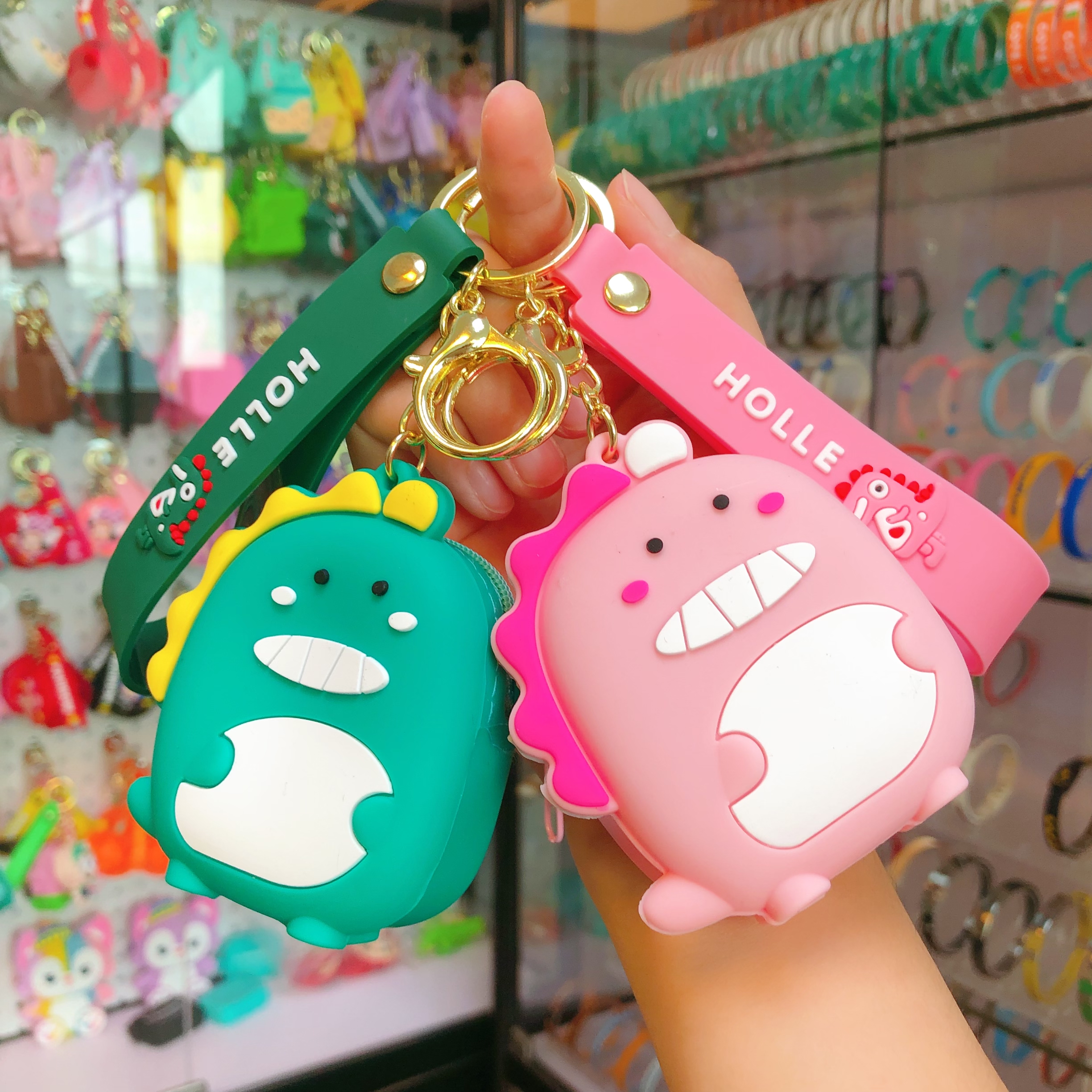 可爱呆萌恐龙零钱包儿童迷你卡通硅胶包钥匙扣挂饰耳机小包批发可爱呆萌恐龙零钱包儿童迷你卡通硅胶包钥匙扣挂饰耳机小包批发