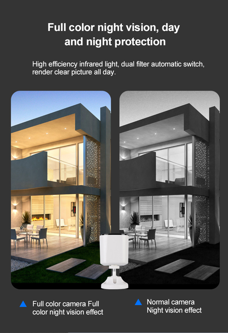 2MP家用无线WiFi电池低功耗摄像头太阳能户外防水免 插电门口监控详情8
