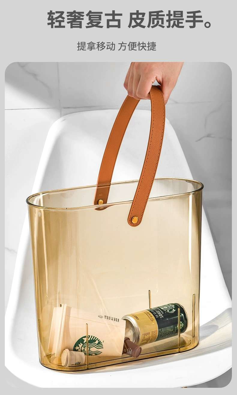 Y125-8036 New model slit transparent trash can, household wastebasket, kitchen garbage bin, narrow bucket, toilet sanitary bucket, oval bucket trash can detail image 7