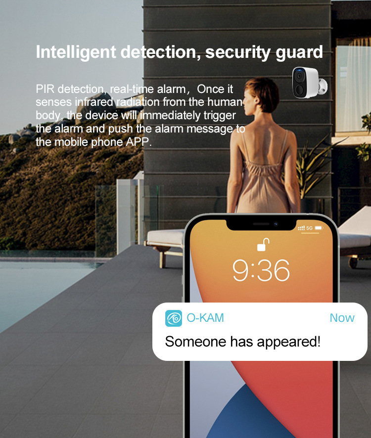 2MP家用无线WiFi电池低功耗摄像头太阳能户外防水免 插电门口监控详情5