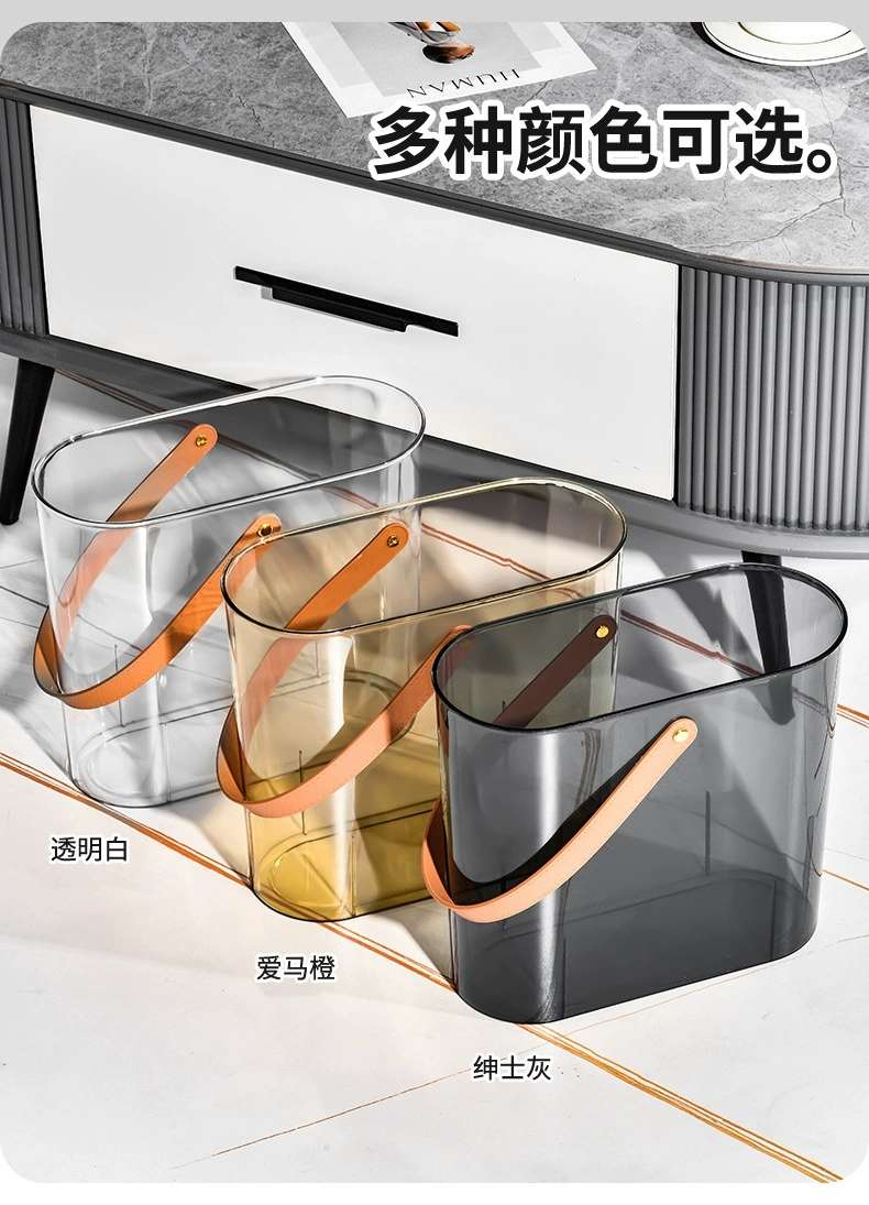 Y125-8036 New model slit transparent trash can, household wastebasket, kitchen garbage bin, narrow bucket, toilet sanitary bucket, oval bucket trash can detail image 11
