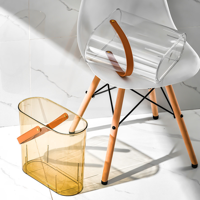 Y125-8036 New model slit transparent trash can, household wastebasket, kitchen garbage bin, narrow bucket, toilet sanitary bucket, oval bucket trash can details Picture