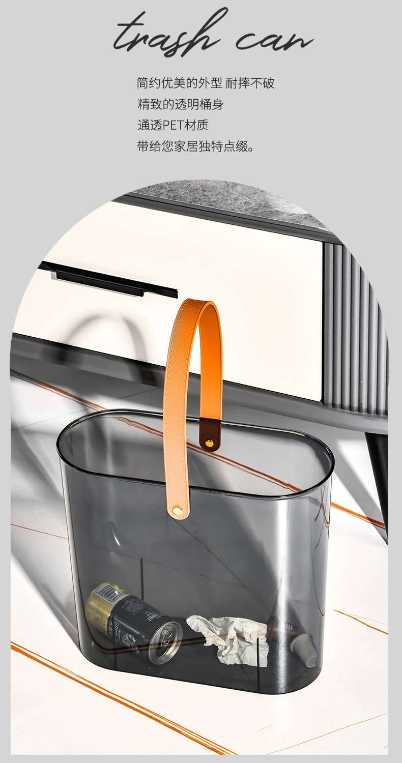 Y125-8036 New model slit transparent trash can, household wastebasket, kitchen garbage bin, narrow bucket, toilet sanitary bucket, oval bucket trash can detail image 5