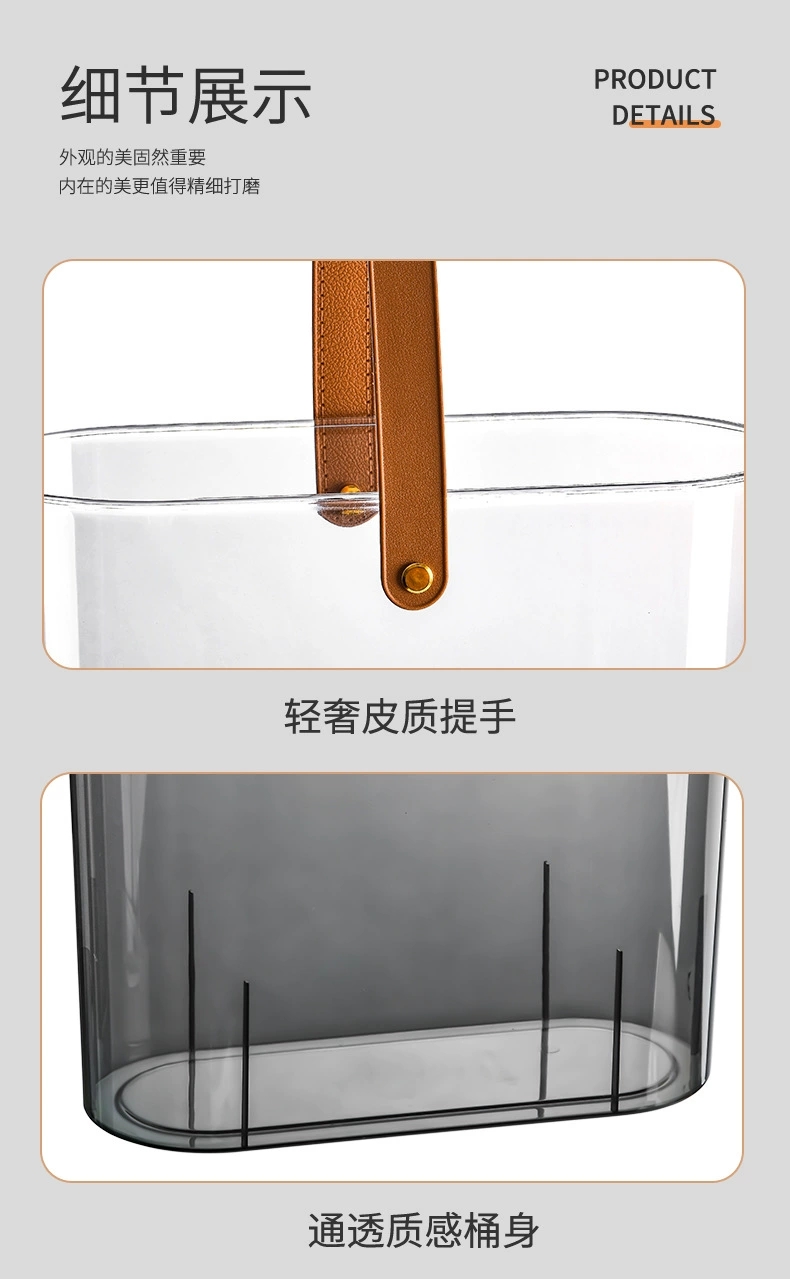 Y125-8036 New model slit transparent trash can, household wastebasket, kitchen garbage bin, narrow bucket, toilet sanitary bucket, oval bucket trash can detail image 16