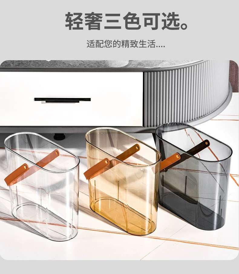 Y125-8036 New model slit transparent trash can, household wastebasket, kitchen garbage bin, narrow bucket, toilet sanitary bucket, oval bucket trash can detail image 4