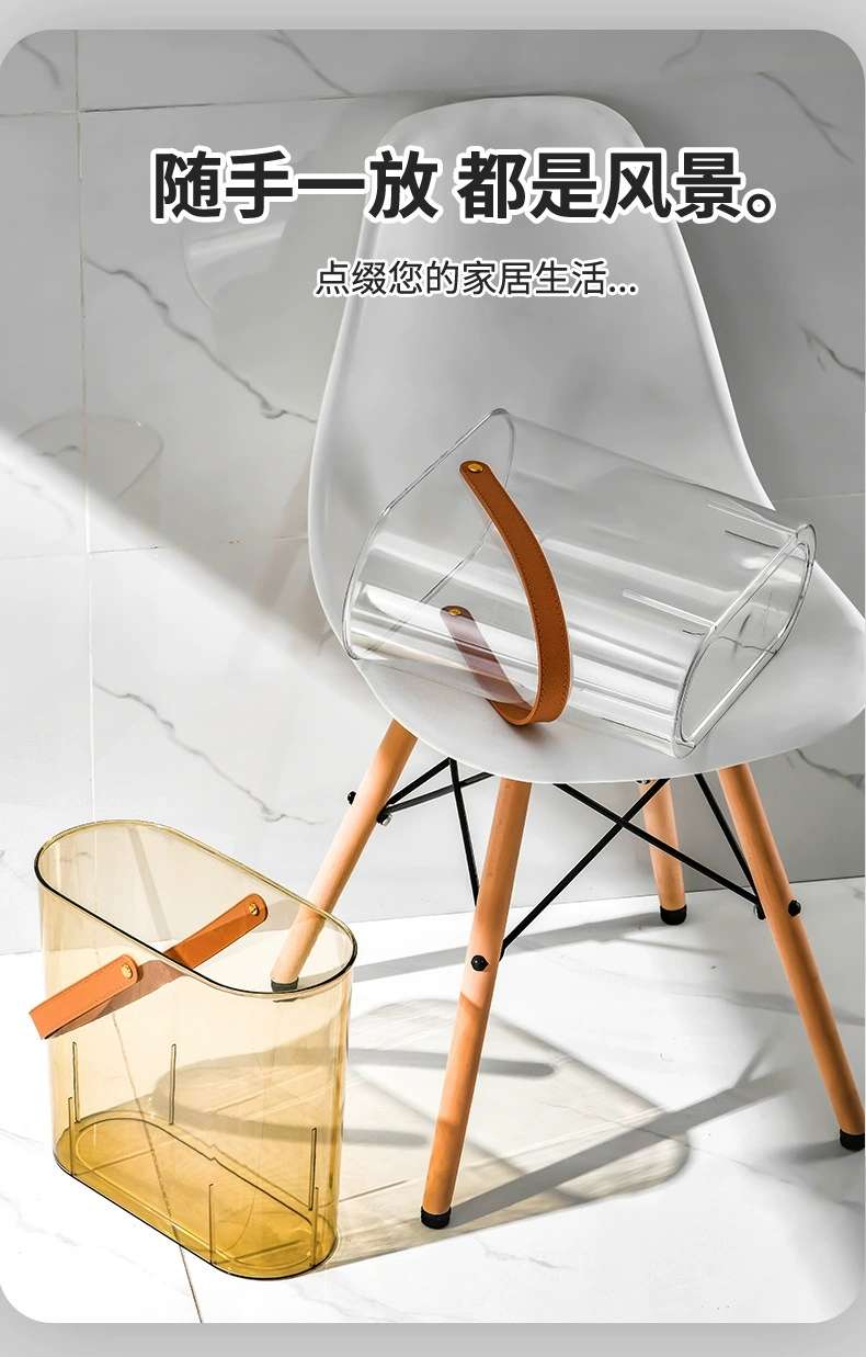 Y125-8036 New model slit transparent trash can, household wastebasket, kitchen garbage bin, narrow bucket, toilet sanitary bucket, oval bucket trash can detail image 2