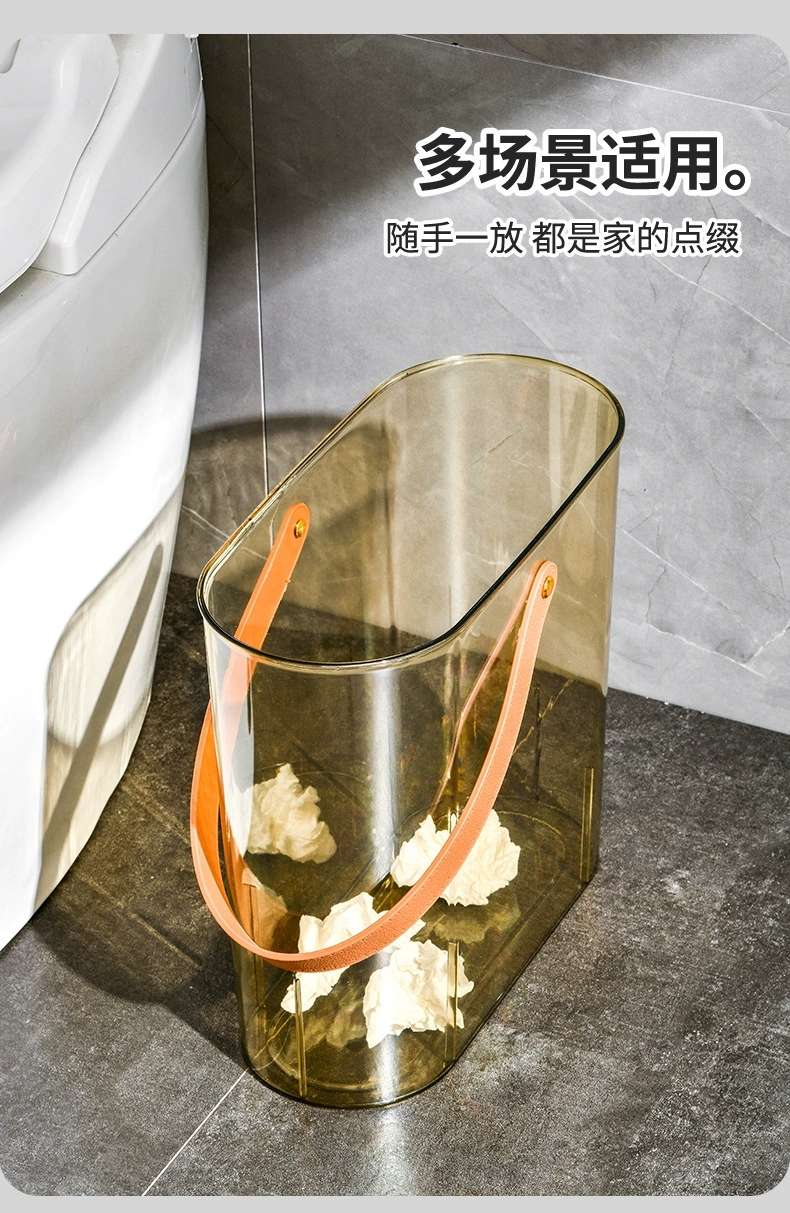 Y125-8036 New model slit transparent trash can, household wastebasket, kitchen garbage bin, narrow bucket, toilet sanitary bucket, oval bucket trash can detail image 8