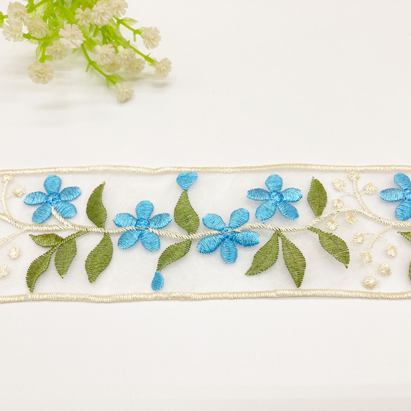 汉服花边国风新中式刺绣 5cm水溶刺绣欧根纱 花纹花边辅料花边蕾丝花边彩色刺绣