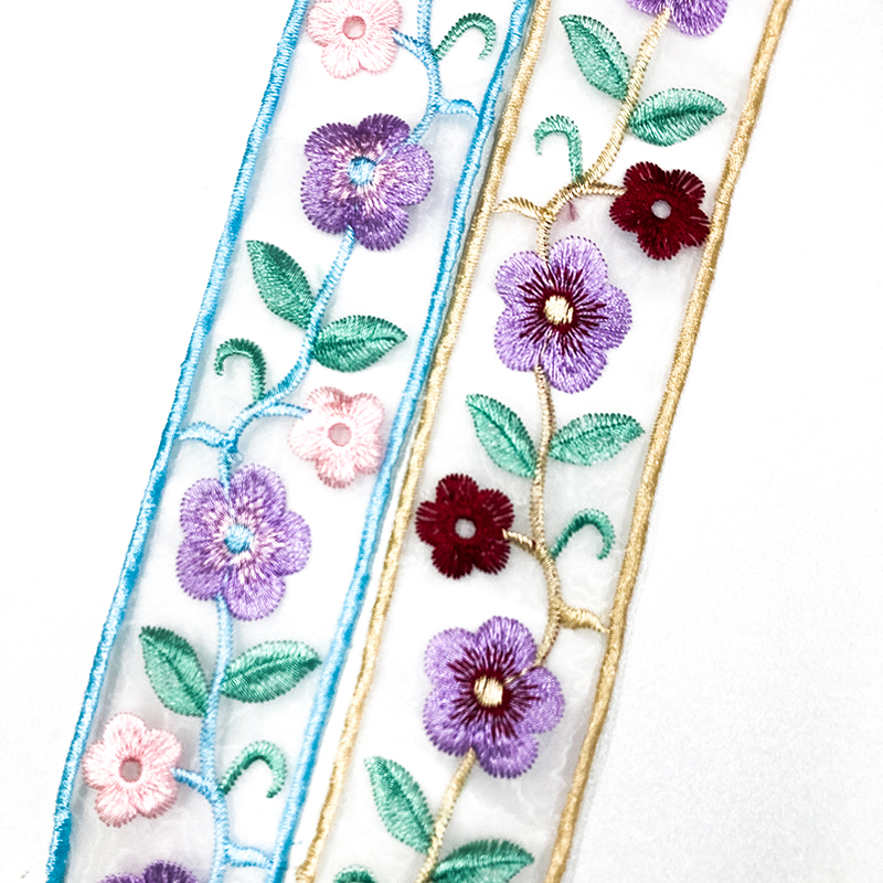 Hanfu lace, new Chinese-style embroidery in Chinese style, 5cm water-soluble embroidery, organza pattern lace, lace, lace, colorful lace details Picture