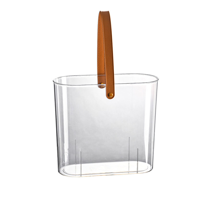 Y125-8036 New model slit transparent trash can, household wastebasket, kitchen garbage bin, narrow bucket, toilet sanitary bucket, oval bucket trash can Item Picture