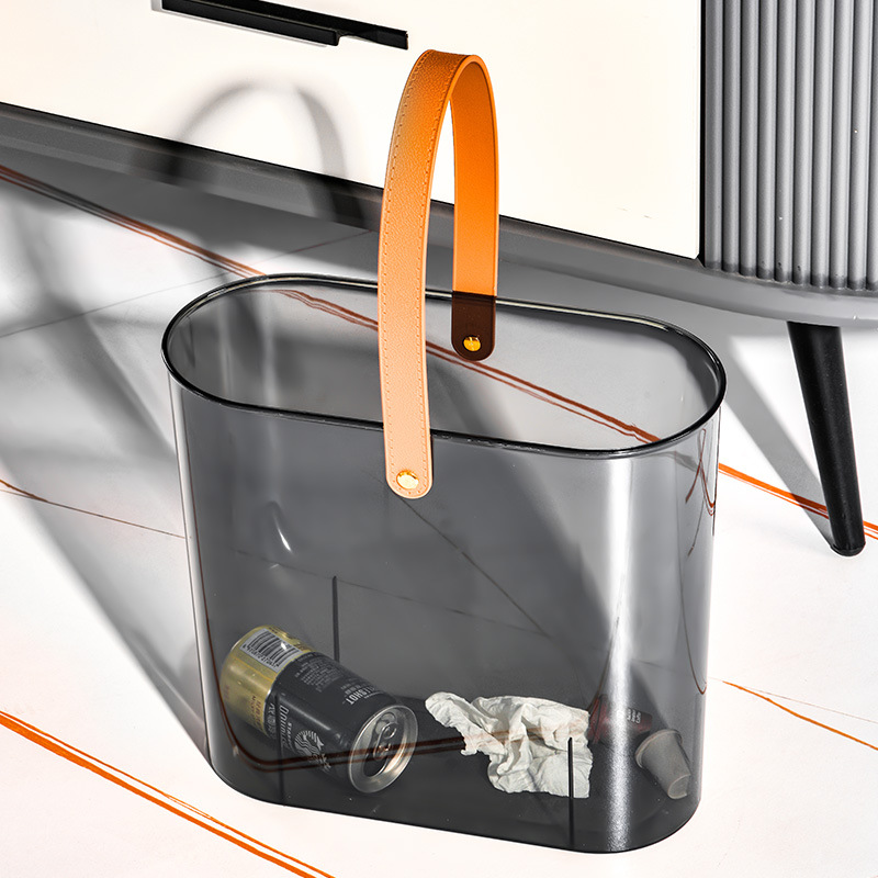 Y125-8036 New model slit transparent trash can, household wastebasket, kitchen garbage bin, narrow bucket, toilet sanitary bucket, oval bucket trash can Specification image