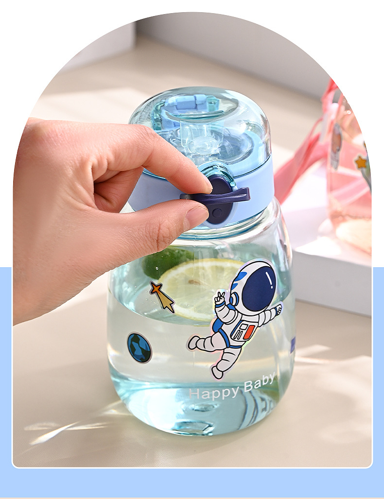 J63-2267 Simple and cute DIY sticker strap water bottle student high-temperature resistant plastic Water cup Straw large-belted cup detail image 14
